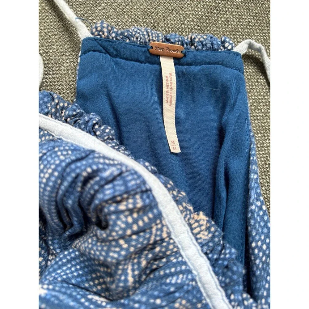 Free People Blue Pattern Pleated Tunic Top